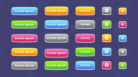 GUI Kit casual Assets for a game mobile phone. Set of buttons with different Stock Illustration