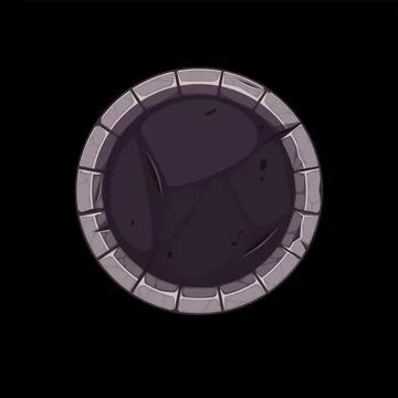 Gui stone border for app icon, round gray old avatar template for game. Stock Illustration