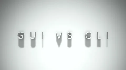 Gui vs cli 3D title animation with shadows on a white background Stock Footage 297010609
