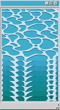 GUI window is displaying flat abstract shapes with turquoise title icons and Illustrazione stock