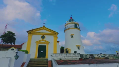 Guia Lighthouse and Chapel in Macau China Stock Footage 344600993