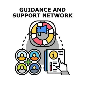 Guidance and support network concept assisting members Stock Illustration