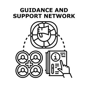 Guidance and support network concept assisting members Stock Illustration