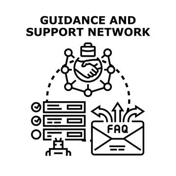 Guidance and support network connecting users with information Stock Illustration