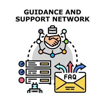 Guidance and support network connecting users with information Stock Illustration