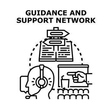 Guidance and support network offering consultation and help Stock Illustration