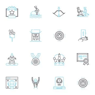 Guidance Direction linear icons set. Mentorship, Navigation, Leadership, Insight Ilustración de archivo