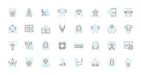 Guidance Direction linear icons set. Mentorship, Navigation, Leadership, Insight Stock Illustration
