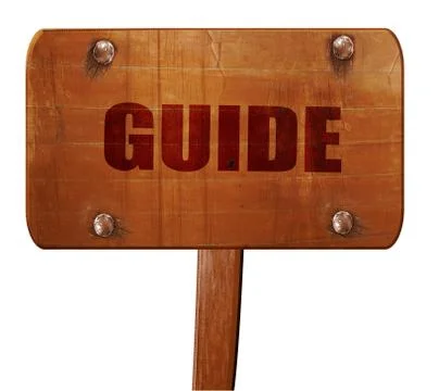 Guide, 3D rendering, text on wooden sign Ilustração Stock
