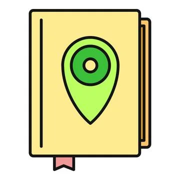 Guide book with location pin icon illustration Stock Illustration