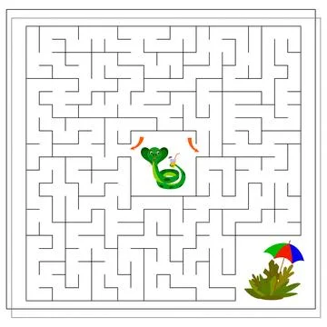 Guide a cute cartoon snake through the maze, a maze game for kids. Vector i.. Stock Illustration