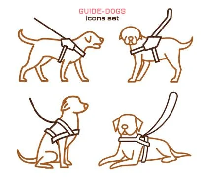 Guide dog icons set Stock Illustration