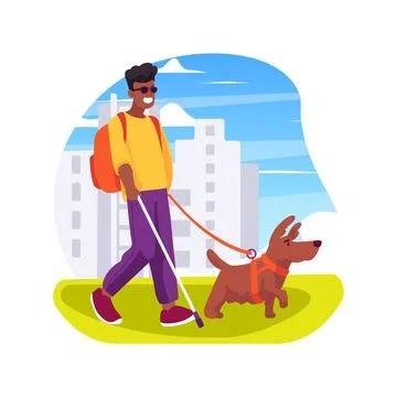 Guide dog isolated cartoon vector illustration. Ilustración de archivo