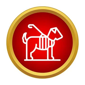 Guide dog providing assistance in red circle icon Illustrazione stock