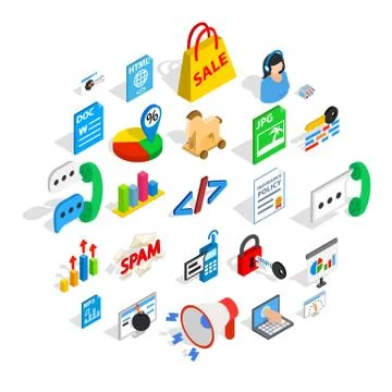 Guide icons set, isometric style Stock Illustration