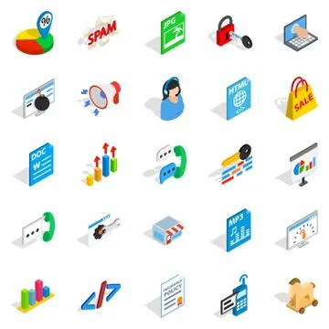 Guide icons set, isometric style 스톡 일러스트