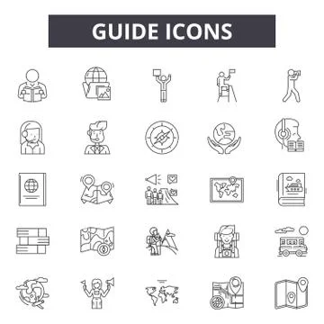 Guide line icons for web and mobile design. Editable stroke signs. Guide outline Stock Illustration