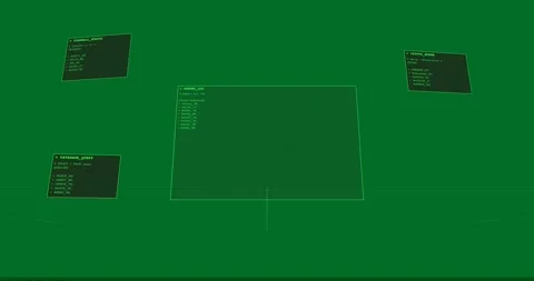 Guide lines booting transparent HUD, center terminal and panels emerging, Stock-Footage 327338782