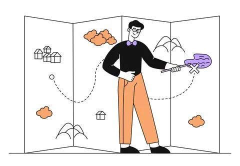 Guide with map vector simple Illustrazione stock