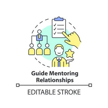 Guide mentoring relationships concept icon Stock Illustration