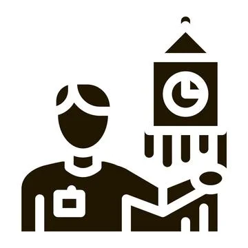 Guide near Big Ben Vector Glyph Illustration Stock Illustration