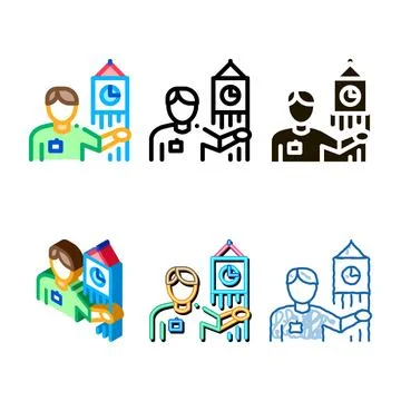 Guide near big ben vector variations outline Stock Illustration