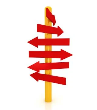 Guide post,isolated on white background with clipping path. Stock Illustration