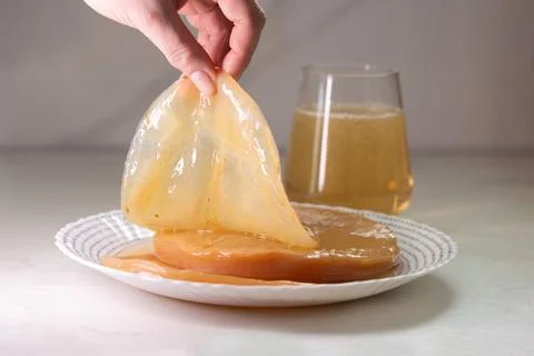 A guide to preparing fermented Kombucha and cultivating your own SCOBY for Stock Photos