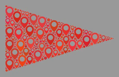 Guide Red Triangle Flag - Mosaic with Map Markers Illustrazione stock