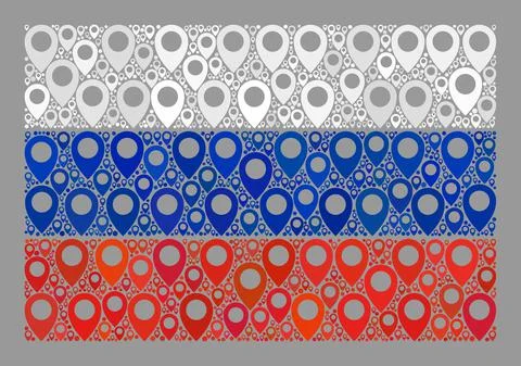 Guide Russia Flag - Mosaic with Map Pointers Stock Illustration