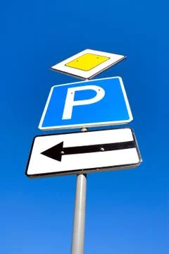 Guide sign column. Stock Photos