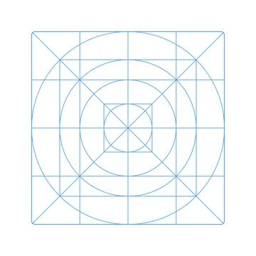 Guide, sizing for application logo design. App icon size template. Blank, blue Illustrazione stock