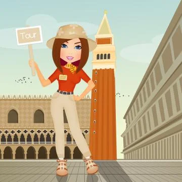 Guide tour in Venice Stock Illustration