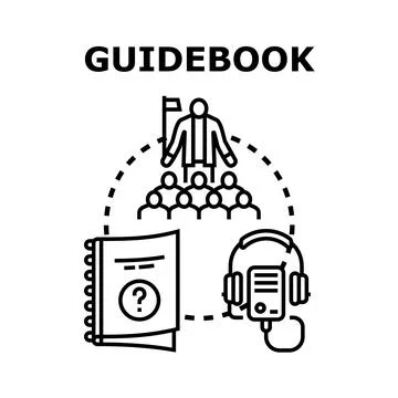 Guidebook concept with audio tour and presenter Stock Illustration