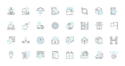 Guidebook linear icons set. Handbook, Directory, Almanac, Encyclopedia Stock Illustration