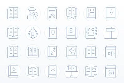 Guidebook Vector Icon Toolkit featuring 24 Pixel Optimized Retina Ready Thi.. Stock Illustration