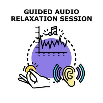 Guided audio relaxation session for mental well being Stock Illustration