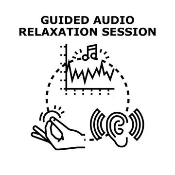 Guided audio relaxation session for mental well being Stock Illustration