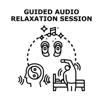 Guided audio relaxation session promoting mental wellbeing Stock Illustration