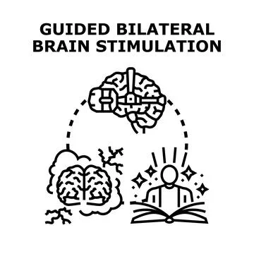 Guided bilateral brain stimulation improving brain health therapy Stock Illustration