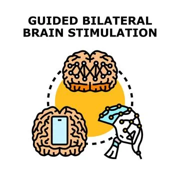 Guided bilateral brain stimulation for mental health treatment Stock Illustration