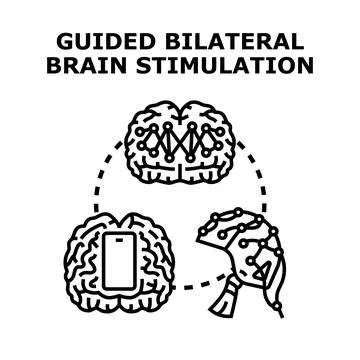 Guided bilateral brain stimulation for mental health treatment Stock Illustration
