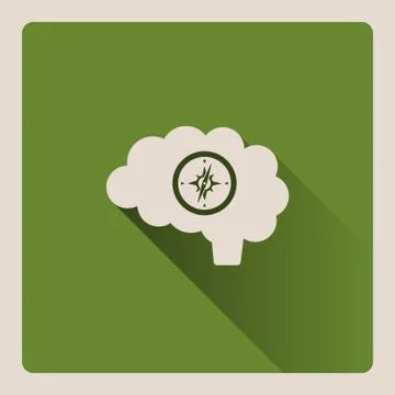 Guided brain illustration on green background with shade Stock Illustration