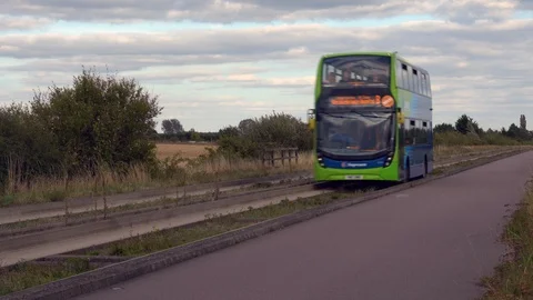 Guided Busway in Cambridgeshire Stock Footage 114591015