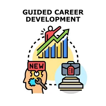 Guided career development concept achieving business growth Stock Illustration