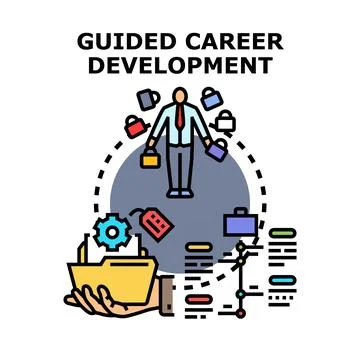 Guided career development planning professional path concept Stock Illustration