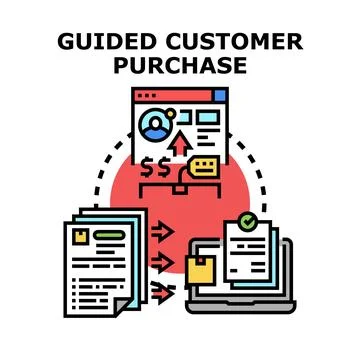 Guided customer purchasing process for online business Stock Illustration