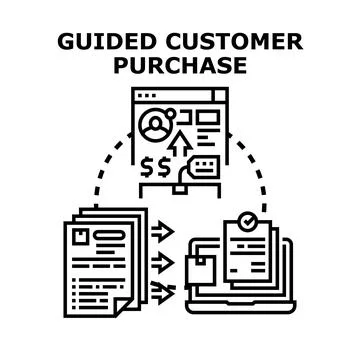 Guided customer purchasing process for online business Stock Illustration