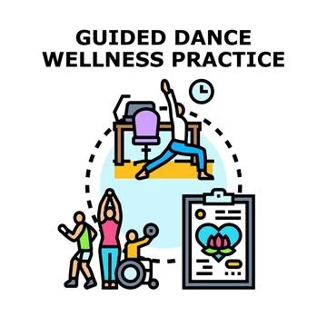 Guided dance wellness practice for health and harmony Stock-Illustration