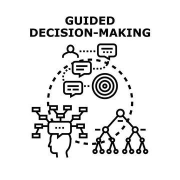Guided decision making process assisting business solutions Illustrazione stock